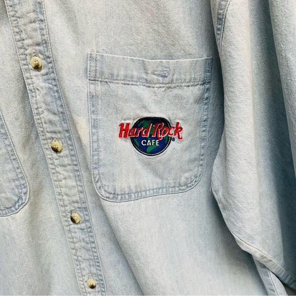 Vintage Hard Rock Cafe NY faded lightweight cotton denim mens size large - Picture 2 of 15
